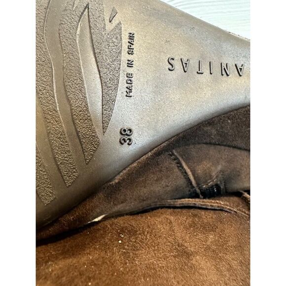 Hispanitas Brown Leather Suede Pointy Ankle Booties NWT Size 38 (7.5) - Picture 7 of 11